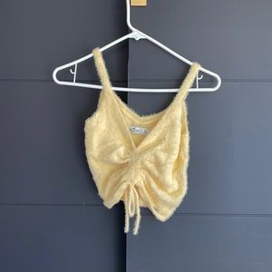 Hollister Yellow soft Tie up crop top in size XS